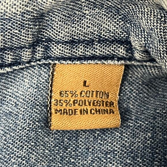 Schmidt Workwear Blue Cotton Blend Long Sleeve Button Down Denim Jean Shirt  LG - Picture 9 of 13